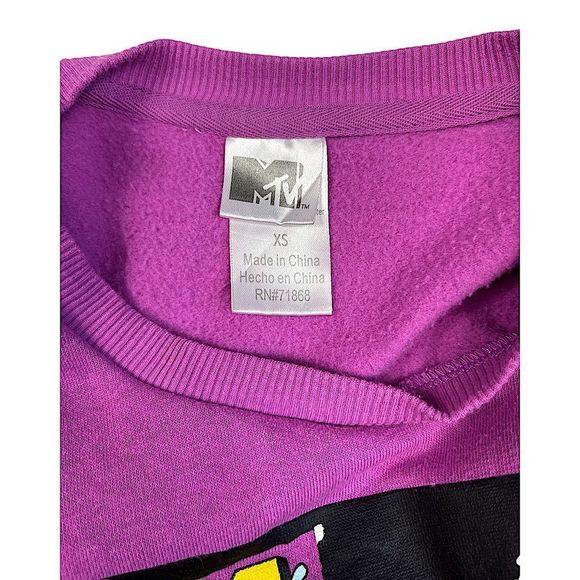 MTV Cropped Top Sweater Long Sleeve | Colors: Purple and Black | Size: XS - Picture 6 of 9